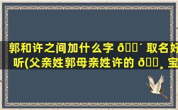郭和许之间加什么字 🌴 取名好听(父亲姓郭母亲姓许的 🌸 宝宝名字)